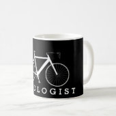 Mug CYCOLOGIST Texte et Bicyclette blanche (Devant droit)