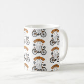 Mug Cycopath Halloween fantôme sur un vélo orange (Devant droit)
