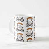 Mug Cycopath Halloween fantôme sur un vélo orange (Devant gauche)