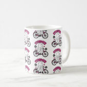 Mug Cycopath Halloween fantôme sur vélo rose (Devant droit)