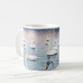 Mug Cygne blanc muet sur un lac. Aquarelle (Devant gauche)