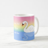 Mug Cygne fait sur commande d'arc-en-ciel des textes (Devant droit)