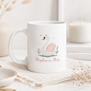 Mug Cygne floral personnalisé avec nom
