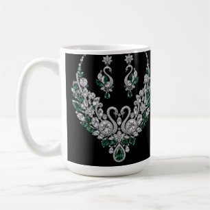 Mug Cygnes de cristal d'émeraude Bijoux de luxe
