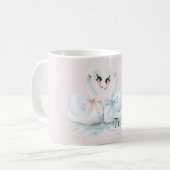 Mug Cygnes de Véritable Amour aux Rubans Roses Bleus (Devant gauche)