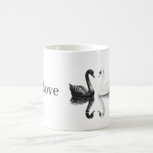 Mug Cygnes Noirs Blancs Oiseaux Reflet