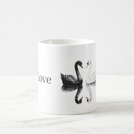 Mug Cygnes Noirs Blancs Oiseaux Reflet (Centre)
