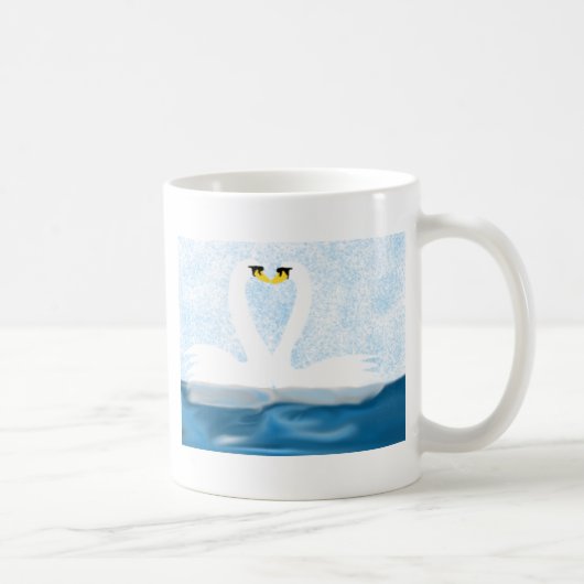 Mug Cygnes subtils en amour (formes cardiaques) Cadeau (Droite)