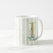 Mug D initial doré sur bandes bleues et blanches (Devant droit)