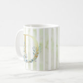 Mug D initial doré sur bandes bleues et blanches (Devant gauche)
