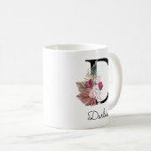 Mug D initiale florale rose moderne (Devant droit)