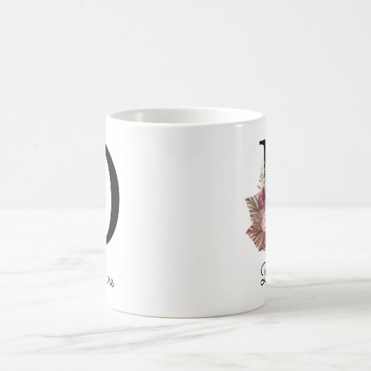 Mug D initiale florale rose moderne (Centre)