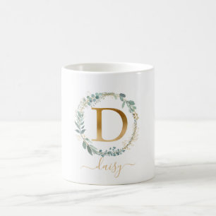 Mug D monogramme, couronne feuilletée propre au client