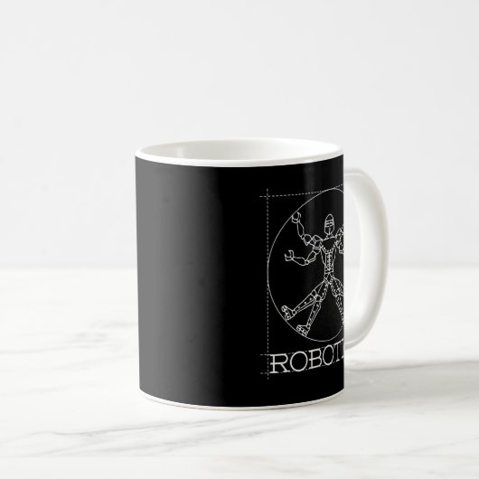 Mug Da Vinci Vitruvian Robot Robot Engineer (Devant droit)