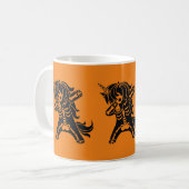 Mug Dabbing unicorne squelette Halloween orange noir (Devant gauche)