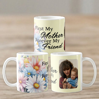 Mug D'abord ma mère 1 photo gerbera fleurs jaunes