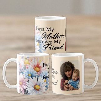 Mug D'abord ma mère 1 photo gerbera fleurs pêche