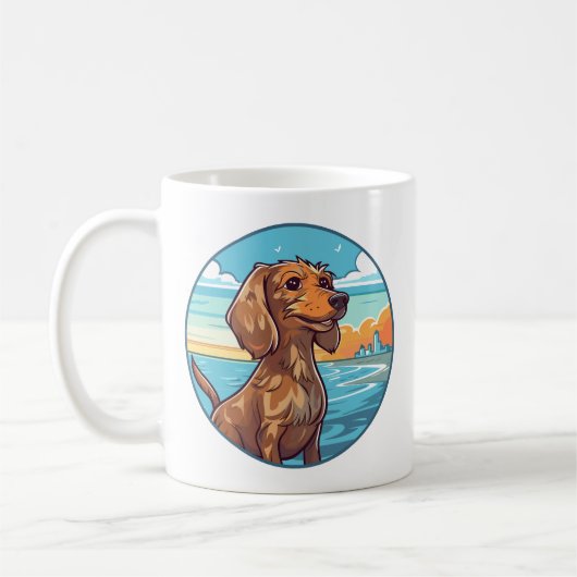 Mug Dachshund à la plage (Gauche)