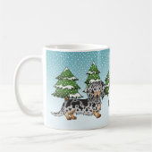 Mug Dachshund à longs poils noir et tan panaché en hiv (Gauche)