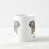 Mug Dachshund à poil long noir et tan panaché & Nom (Centre)