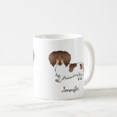 Mug Dachshund à poil long piebalde chocolat et feu & N (Devant droit)