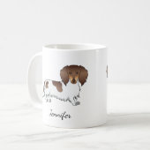 Mug Dachshund à poil long piebalde chocolat et feu & N (Devant gauche)