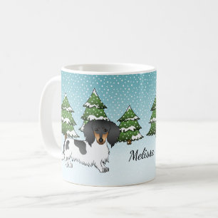 Mug Dachshund à poils longs noir et feu pied de long e