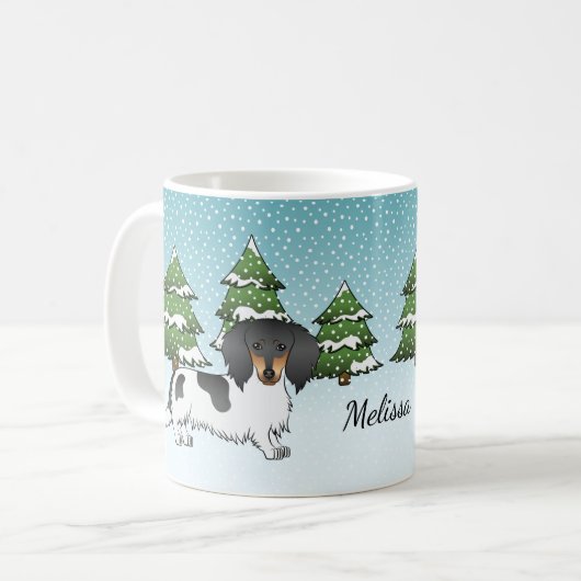 Mug Dachshund à poils longs noir et feu pied de long e (Devant gauche)
