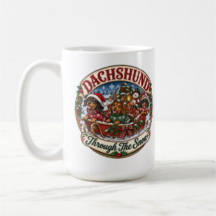 Mug Dachshund à travers la neige Joyeux Noël traîneau
