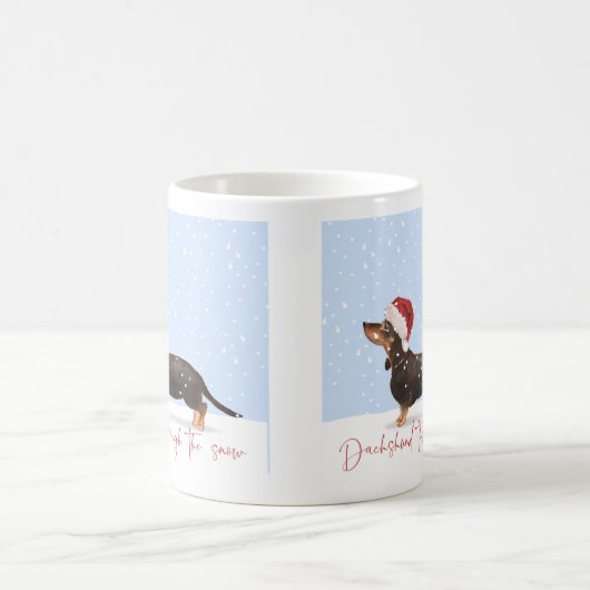 Mug DACHSHUND À TRAVERS LA NEIGE Noël mignon (Centre)