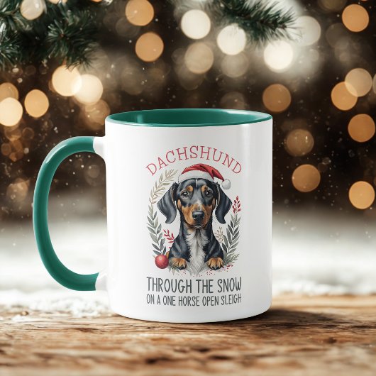 Mug Dachshund À Travers Le Café De Noël Doxie De Neige