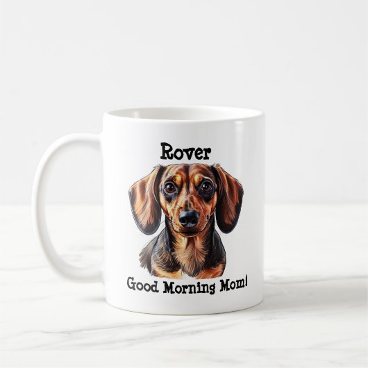Mug Dachshund, Ajouter le nom du chien, Changer de pho (Gauche)
