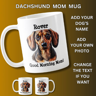 Mug Dachshund, Ajouter le nom du chien, Changer de pho
