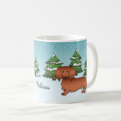 Mug Dachshund aux longs poils rouges mignon - Forêt d' (Devant droit)