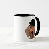 Mug Dachshund avec Casquette Black Bowler (Devant droit)