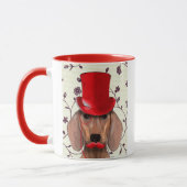 Mug Dachshund Avec Chapeau Rouge Haut (Gauche)