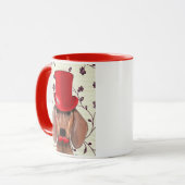 Mug Dachshund Avec Chapeau Rouge Haut (Devant gauche)