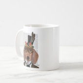 Mug Dachshund avec chapeau supérieur et lunettes (Devant gauche)
