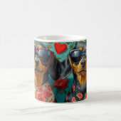 Mug Dachshund avec coeur Roses Saint-Valentin (Centre)