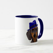 Mug Dachshund Avec Trilby Bleu (Devant droit)