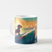 Mug Dachshund Beach Surf Peinture (Devant gauche)