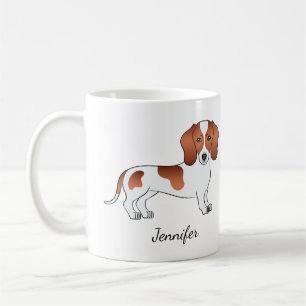 Mug Dachshund Cartoon Chien à Poil Lisse Pied Rouge &