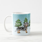 Mug Dachshund Cheveux Courte Noir & Tan En Hiver (Gauche)