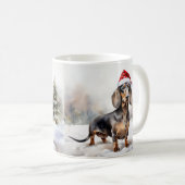 Mug Dachshund Chien dans la neige Noël (Devant droit)