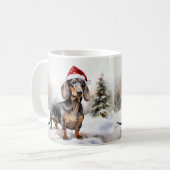 Mug Dachshund Chien dans la neige Noël (Devant gauche)