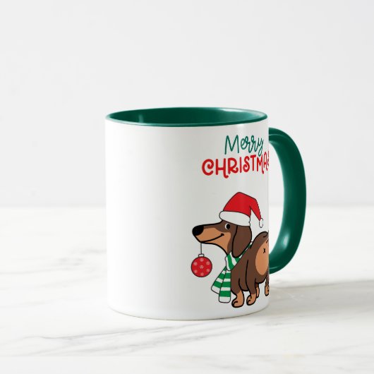 Mug Dachshund Chien mignonne Joyeux Noël (Devant droit)