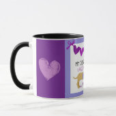 Mug Dachshund Chien Purple Heart Funny Custom Text Cut (Gauche)