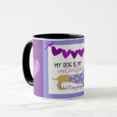 Mug Dachshund Chien Purple Heart Funny Custom Text Cut (Devant gauche)
