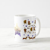 Mug Dachshund & Chig Bones Watercolor Nom personnalisé (Devant droit)