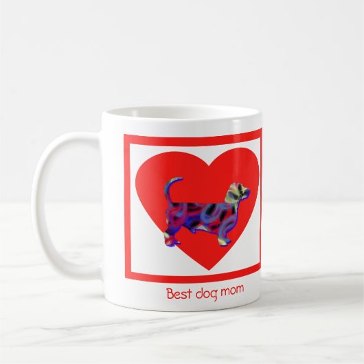 Mug Dachshund / Daxie Chien Red Valentine’s Day Heart (Gauche)